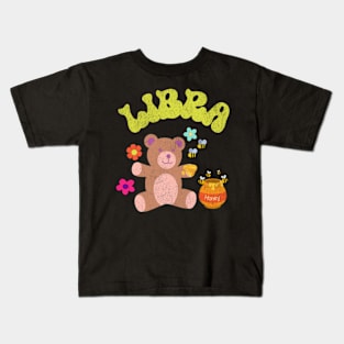 Vintage Libra Teddy Bear Zodiac Sign Astrology Birthday Kids T-Shirt